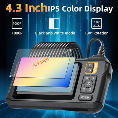 Dual & Single Lens Endoscope Camera, 1080P HD, 4.3" IPS Screen, IP67 Waterproof Borescope for Car & Pipe Inspection