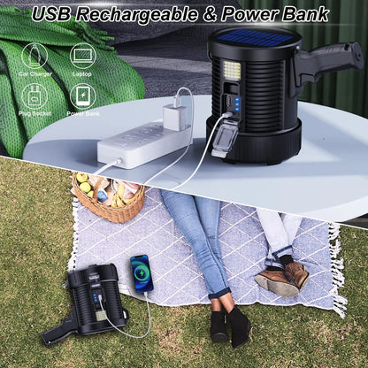 Rechargeable Spotlight Lumens Handheld Super Bright LED Spot Lights Solar Powered Searchlight With  3