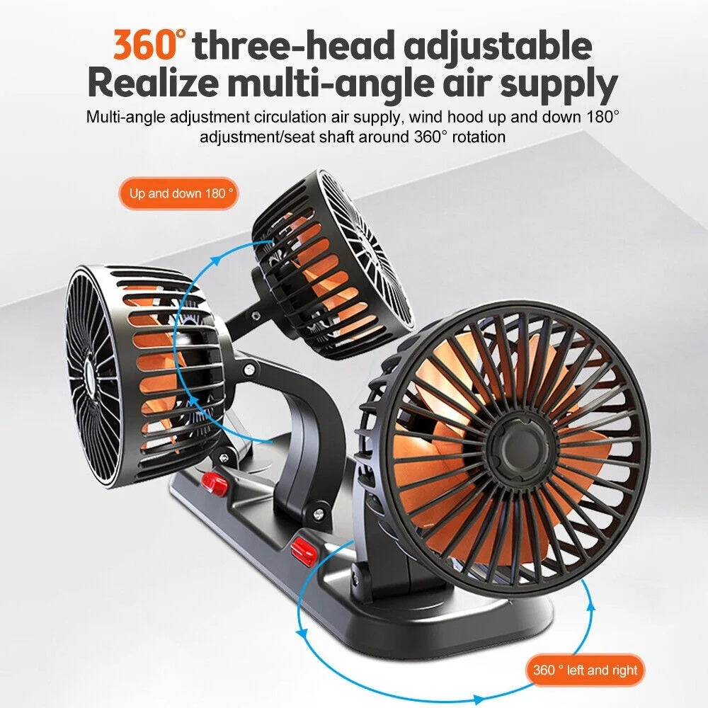 Car Silent Fan 360 Adjustable Air Fan For Automotive Desk  Office USB  Cigarette Lighter Compatible 2
