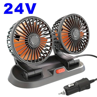 Car Silent Fan 360 Adjustable Air Fan For Automotive Desk  Office USB  Cigarette Lighter Compatible 12