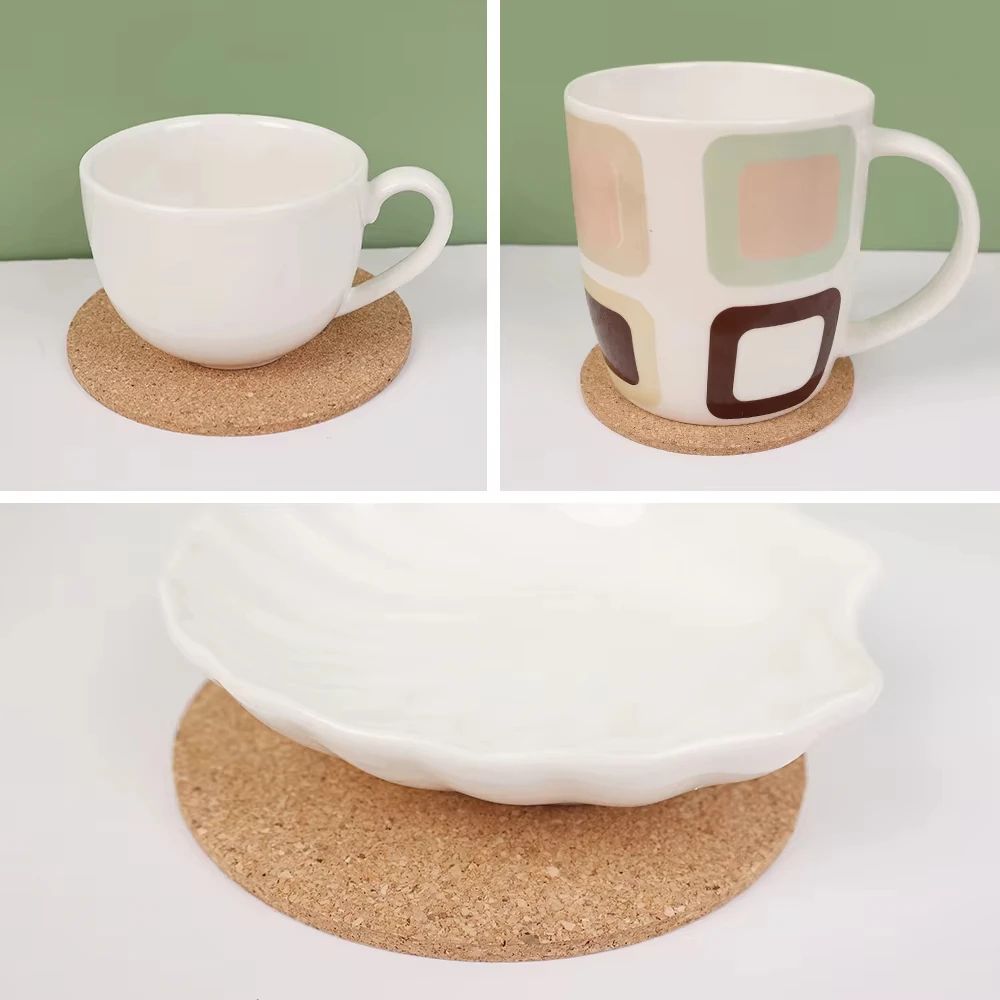 NonSlip Cork Coaster Set Cup Mat Natural Round Wooden Pad For Tea Coffee Mug Holder  Stylish Tablew 2