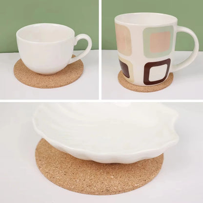 NonSlip Cork Coaster Set Cup Mat Natural Round Wooden Pad For Tea Coffee Mug Holder  Stylish Tablew 2