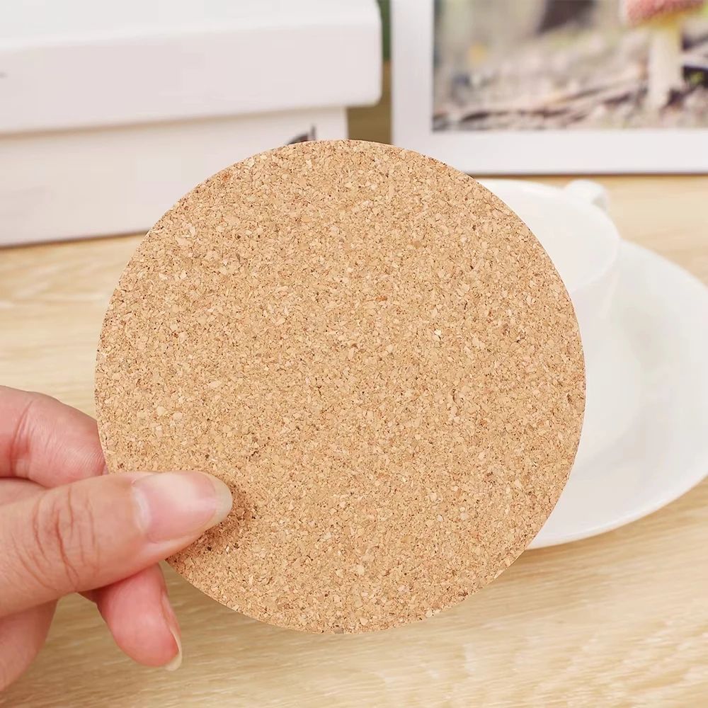 NonSlip Cork Coaster Set Cup Mat Natural Round Wooden Pad For Tea Coffee Mug Holder  Stylish Tablew 3