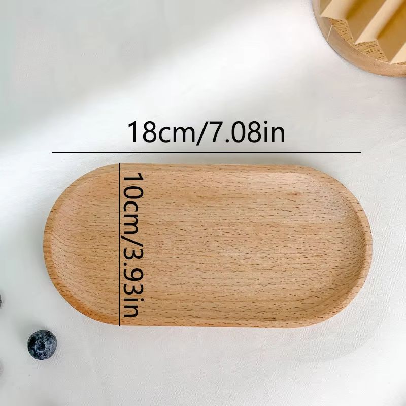 Small Oval Wooden Plate Durable Solid Beech Wood Tableware EcoFriendly Mini Tray For Kids  Adults 2