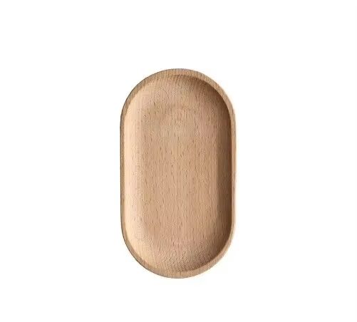 Small Oval Wooden Plate Durable Solid Beech Wood Tableware EcoFriendly Mini Tray For Kids  Adults 3