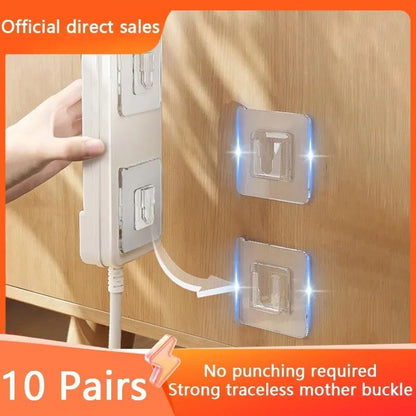 Multi-Purpose Transparent Double-Sided Adhesive Wall Hooks Waterproof Clothes Towel Key Holder for Kitchen Bathroom Door