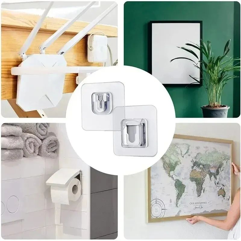 MultiPurpose Transparent DoubleSided Adhesive Wall Hooks Waterproof Clothes Towel Key Holder For Ki