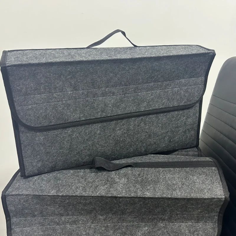 Gray AntiSlip Car Trunk Organizer  Soft Felt Boot Storage Box With Compartments For Tools  Accessor 1