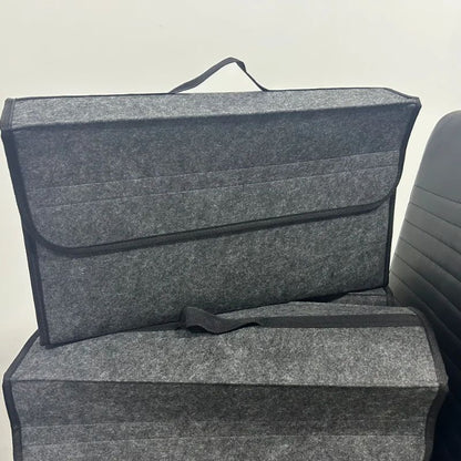 Gray AntiSlip Car Trunk Organizer  Soft Felt Boot Storage Box With Compartments For Tools  Accessor 1