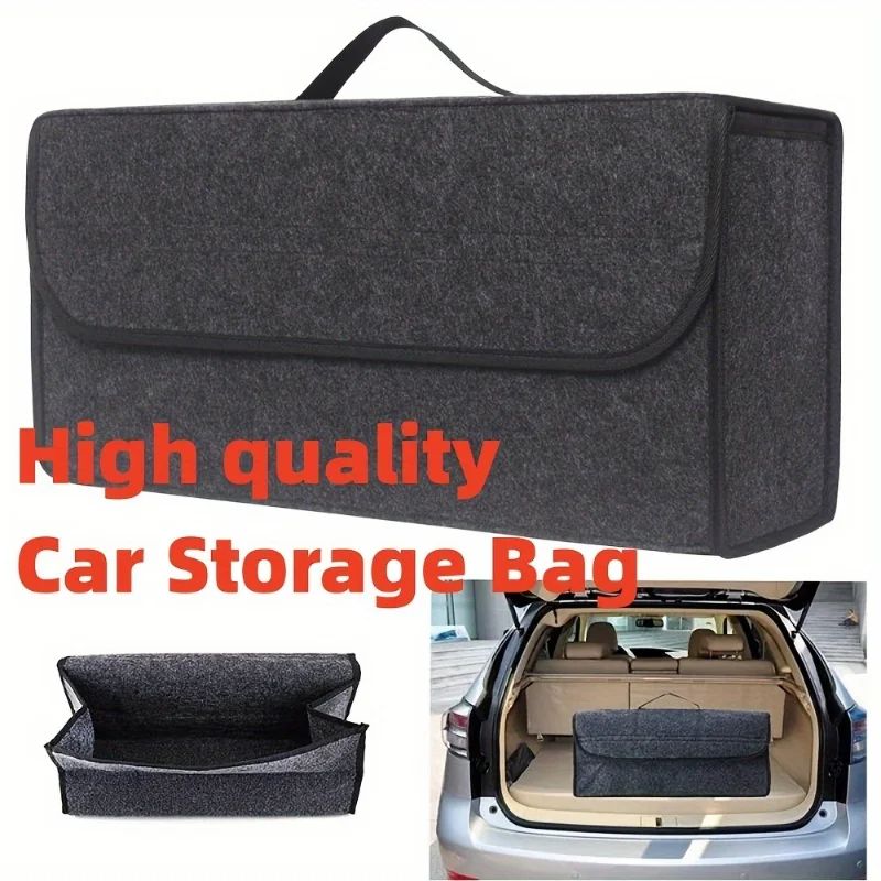 Gray AntiSlip Car Trunk Organizer  Soft Felt Boot Storage Box With Compartments For Tools  Accessor 4