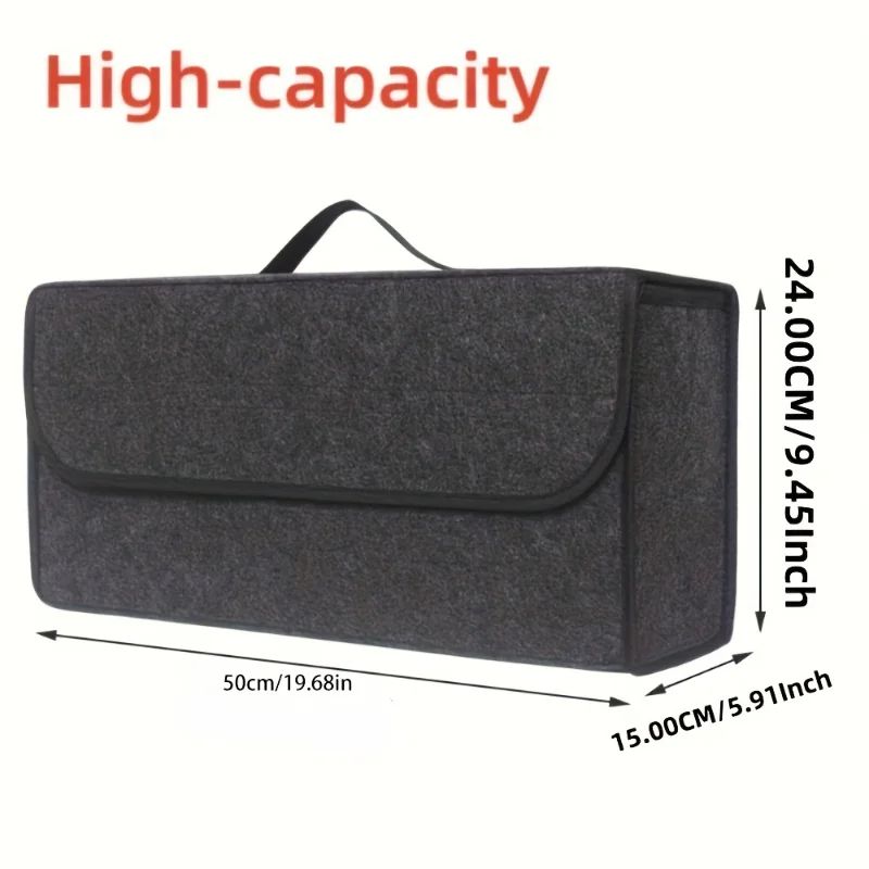 Gray AntiSlip Car Trunk Organizer  Soft Felt Boot Storage Box With Compartments For Tools  Accessor 5