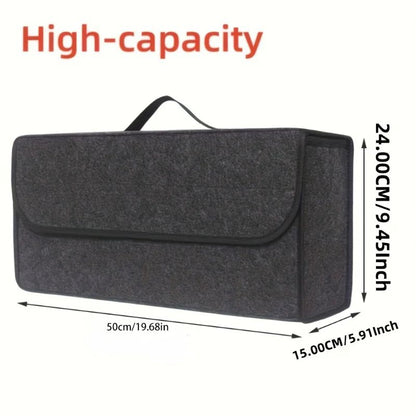Gray AntiSlip Car Trunk Organizer  Soft Felt Boot Storage Box With Compartments For Tools  Accessor 5