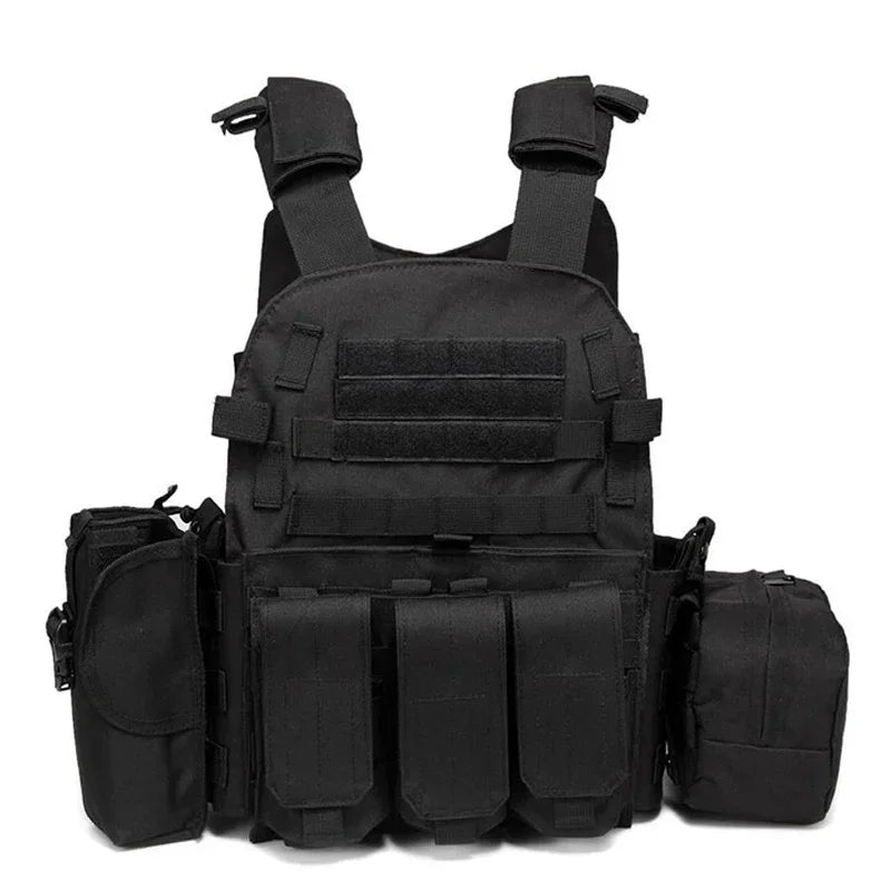 6094 Military Tactical Vest, Combat Body Armor Plate Carrier with Molle Pouches