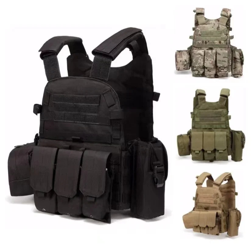 6094 Military Tactical Vest, Combat Body Armor Plate Carrier with Molle Pouches