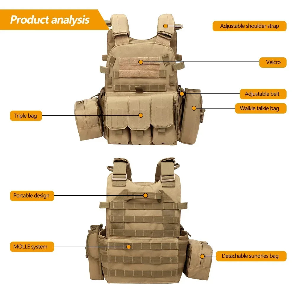 6094 Military Tactical Vest Combat Body Armor Plate Carrier With Molle Pouches 1