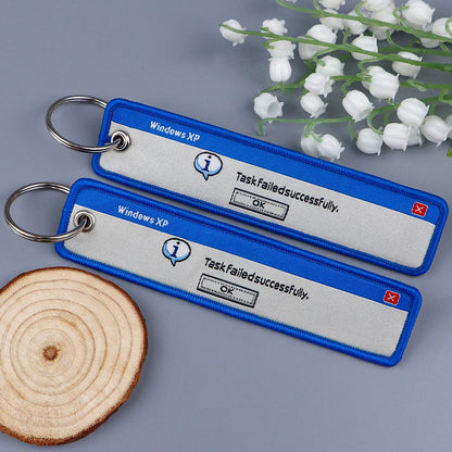 Task Failed Successfully Embroidered Keychain  Funny Key Tag For Motorcycles Cars Backpacks  Durabl 3