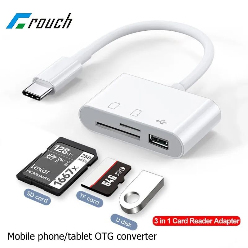 USB Type C OTG Card Reader, SD/TF Memory Adapter Compatible with Huawei, Samsung, Xiaomi Devices