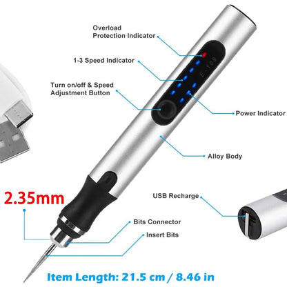 USB Cordless Rotary Tool Kit Wireless Engraving Pen For Woodworking Jewelry Metal  Glass DIY Projec 2