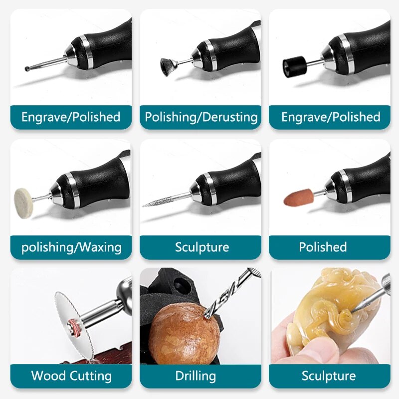 USB Cordless Rotary Tool Kit Wireless Engraving Pen For Woodworking Jewelry Metal  Glass DIY Projec 4