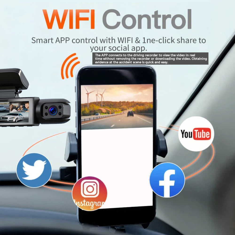 2-in-1 Car Dash Camera,1080P HD Dual Lens DVR with Night Vision & WiFi, 24H Parking Monitor for Uber Taxi Drivers