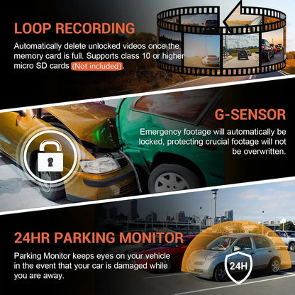 2-in-1 Car Dash Camera,1080P HD Dual Lens DVR with Night Vision & WiFi, 24H Parking Monitor for Uber Taxi Drivers