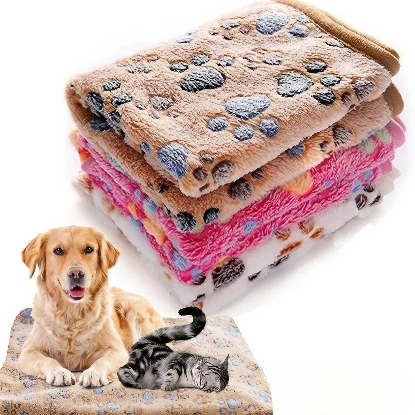 Soft Fluffy High-Quality Pet Blanket, Cute Cartoon Pattern Warm & Comfortable Mat for Cats & Dogs