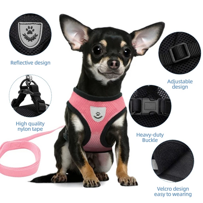 Summer Cat  Dog Harness Lead Leash Adjustable Vest Breathable Polyester Mesh With Reflective Strips 1