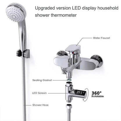 LED Display Household Water Shower Thermometer Flow Selfpowered Thermometer For Baby Care Energy Mo 1