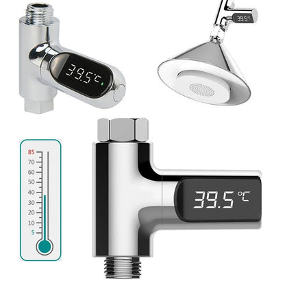 LED Display Household Water Shower Thermometer Flow Selfpowered Thermometer For Baby Care Energy Mo 5