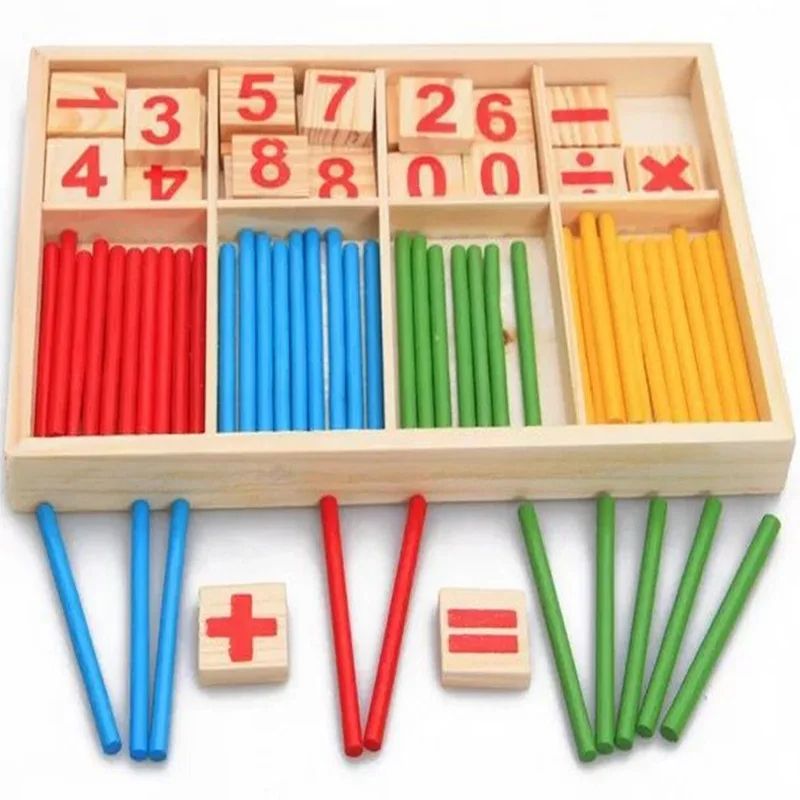 Childrens Wooden Arithmetic Learning Set Montessori Counting Sticks  Educational Math Toys 1