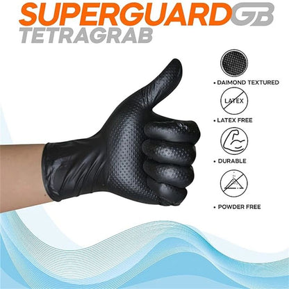 Industrial Black Nitrile Gloves Heavy Duty Disposable Gloves With Diamond Textured Grip Ideal For M 2
