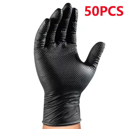 Industrial Black Nitrile Gloves Heavy Duty Disposable Gloves With Diamond Textured Grip Ideal For M 8
