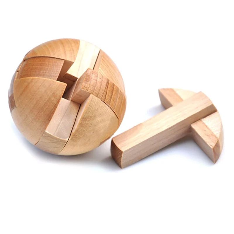 Wooden Kongming Lock Round Ball Shaped Puzzle Brain Teasers Toy Sphere Puzzle For Adults  Kids Inte 2