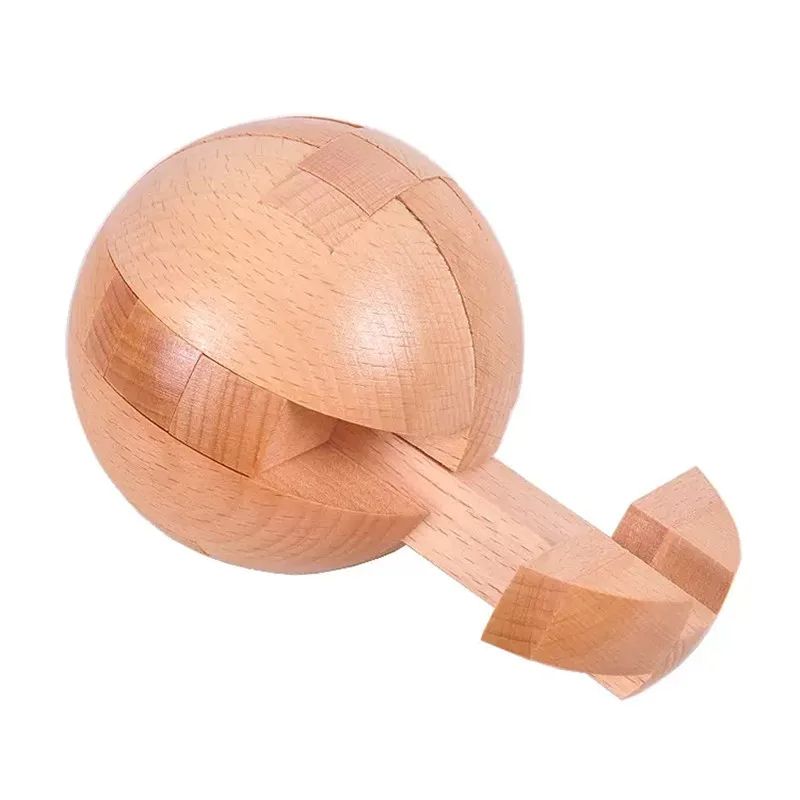 Wooden Kongming Lock Round Ball Shaped Puzzle Brain Teasers Toy Sphere Puzzle For Adults  Kids Inte 3