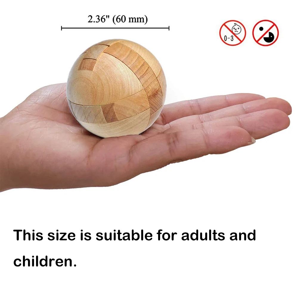 Wooden Kongming Lock Round Ball Shaped Puzzle Brain Teasers Toy Sphere Puzzle For Adults  Kids Inte 4