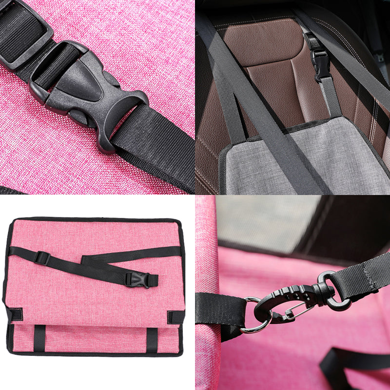 Premium Dog Car Seat Cover Foldable Travel Pet Booster With Safety Belt  Breathable Mesh 3