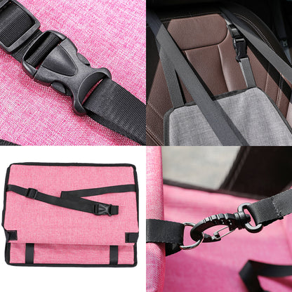 Premium Dog Car Seat Cover Foldable Travel Pet Booster With Safety Belt  Breathable Mesh 3
