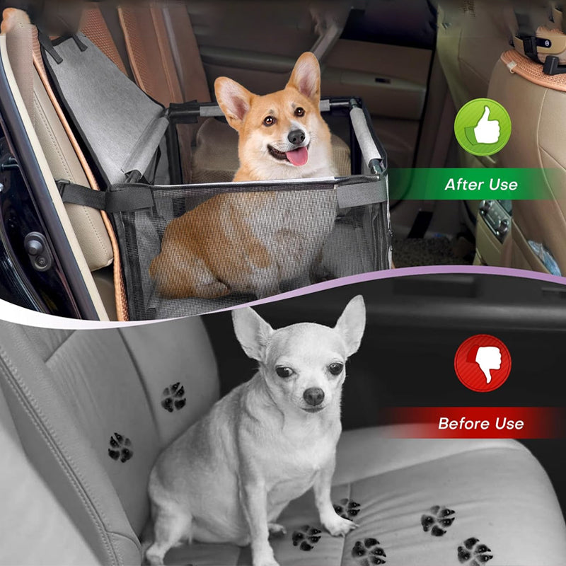Premium Dog Car Seat Cover Foldable Travel Pet Booster With Safety Belt  Breathable Mesh 5