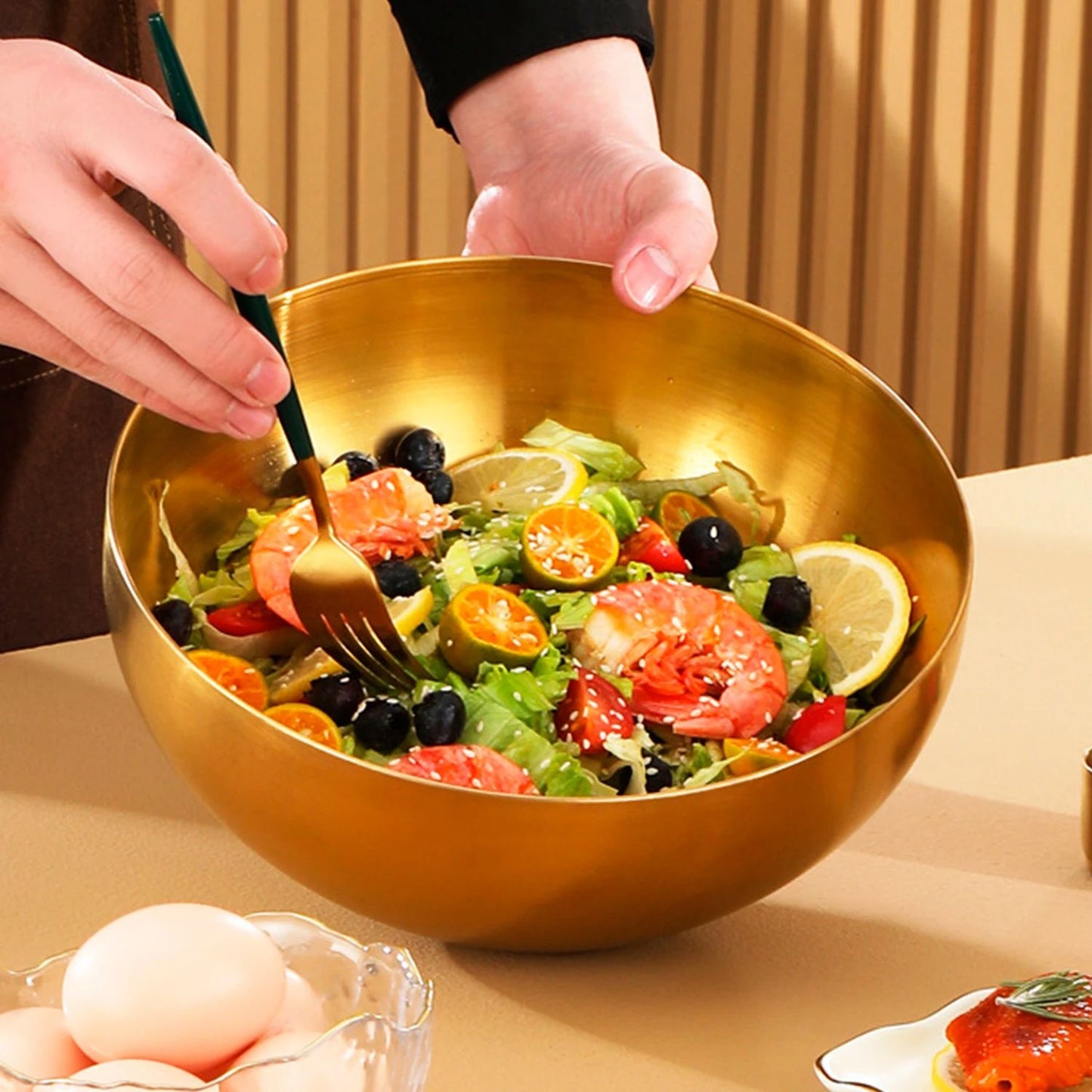 Stainless Steel Salad Bowl Large Capacity Modern Kitchen Essential for Rice, Noodles & Soup