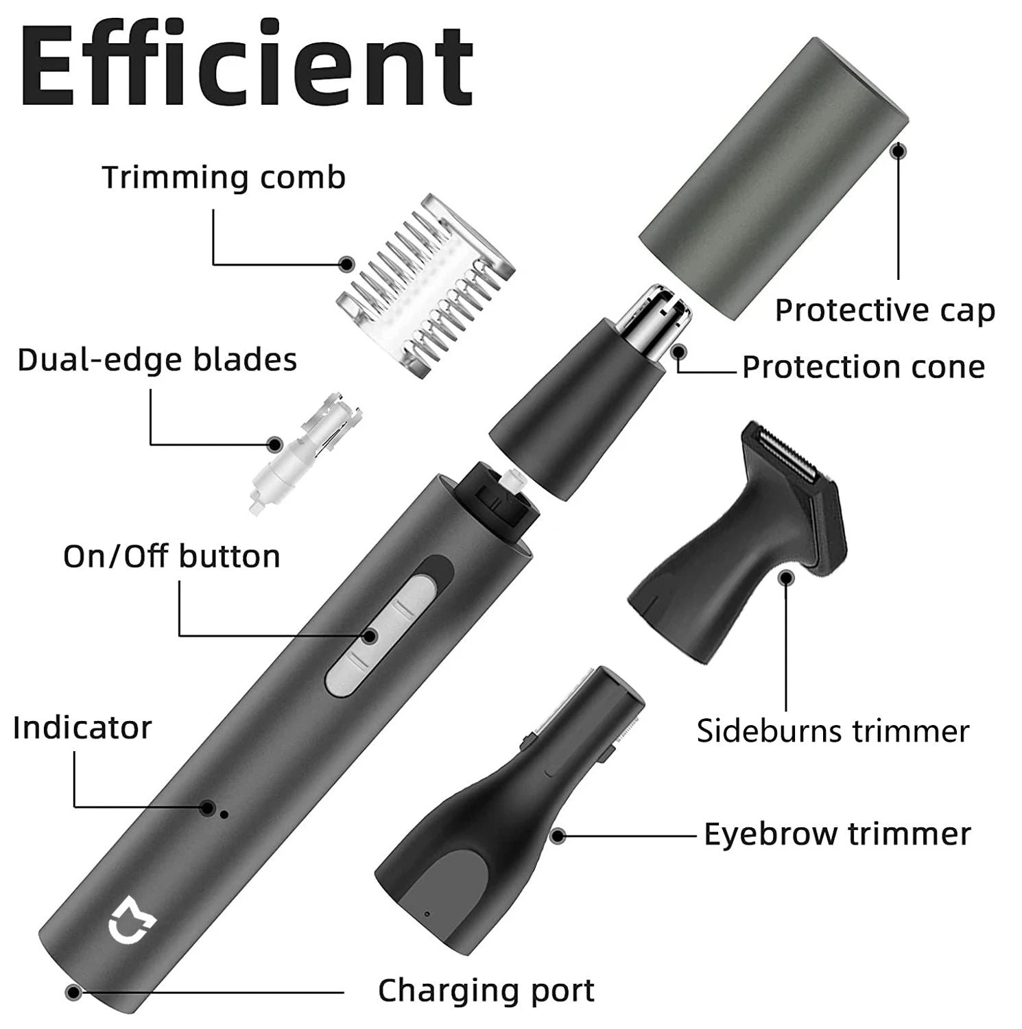 Xiaomi Painless Electric Nose  Ear Hair Trimmer Rechargeable Grooming Tool For Men Beard Eyebrows   3