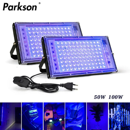 LED UV Floodlight, Ultraviolet Stage Lamp, Waterproof LED Stage Blacklight for Disco Party