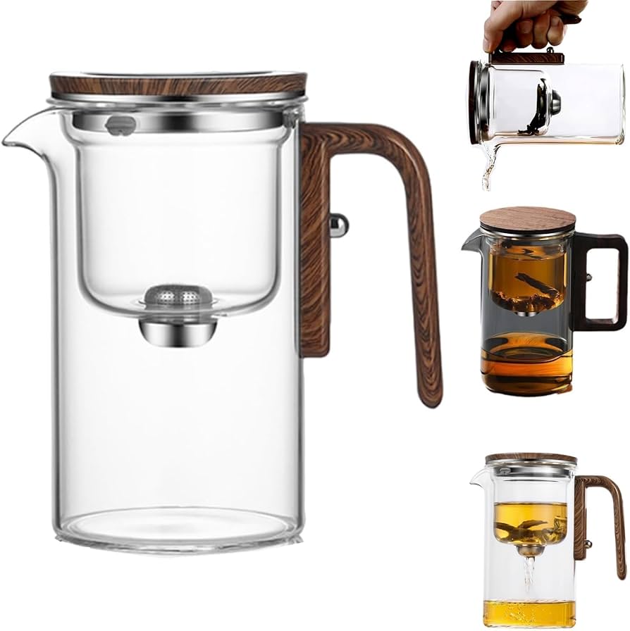 Magnetic Glass Teapot with Infuser – One-Click Water Separation Tea Maker for Effortless Brewing