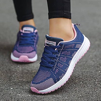 Womens Breathable Mesh Walking Sneakers  Lightweight Casual Flats For Gym Travel  Everyday Wear 4