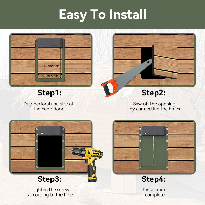 Automatic Chicken Coop Door Opener  Light Sensor Battery Operated Weatherproof Hen House Gate 3