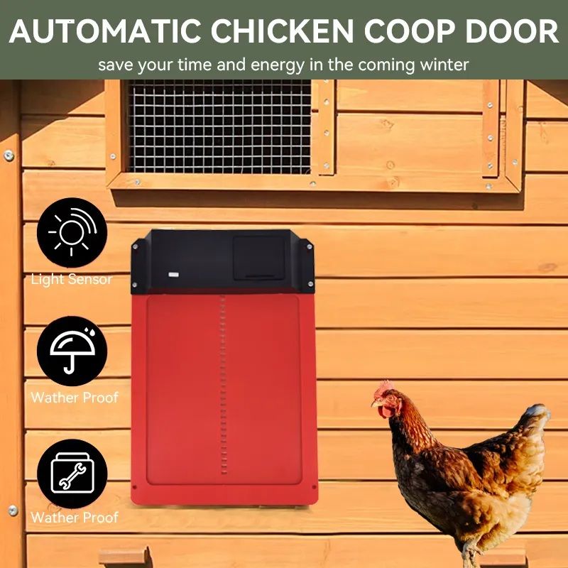 Automatic Chicken Coop Door Opener  Light Sensor Battery Operated Weatherproof Hen House Gate 1