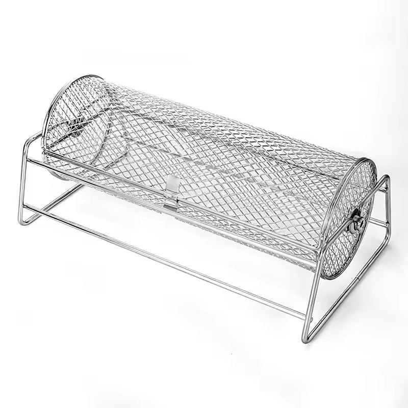 Stainless Steel Rotating BBQ Grill Basket For Roasting And Grilling 4
