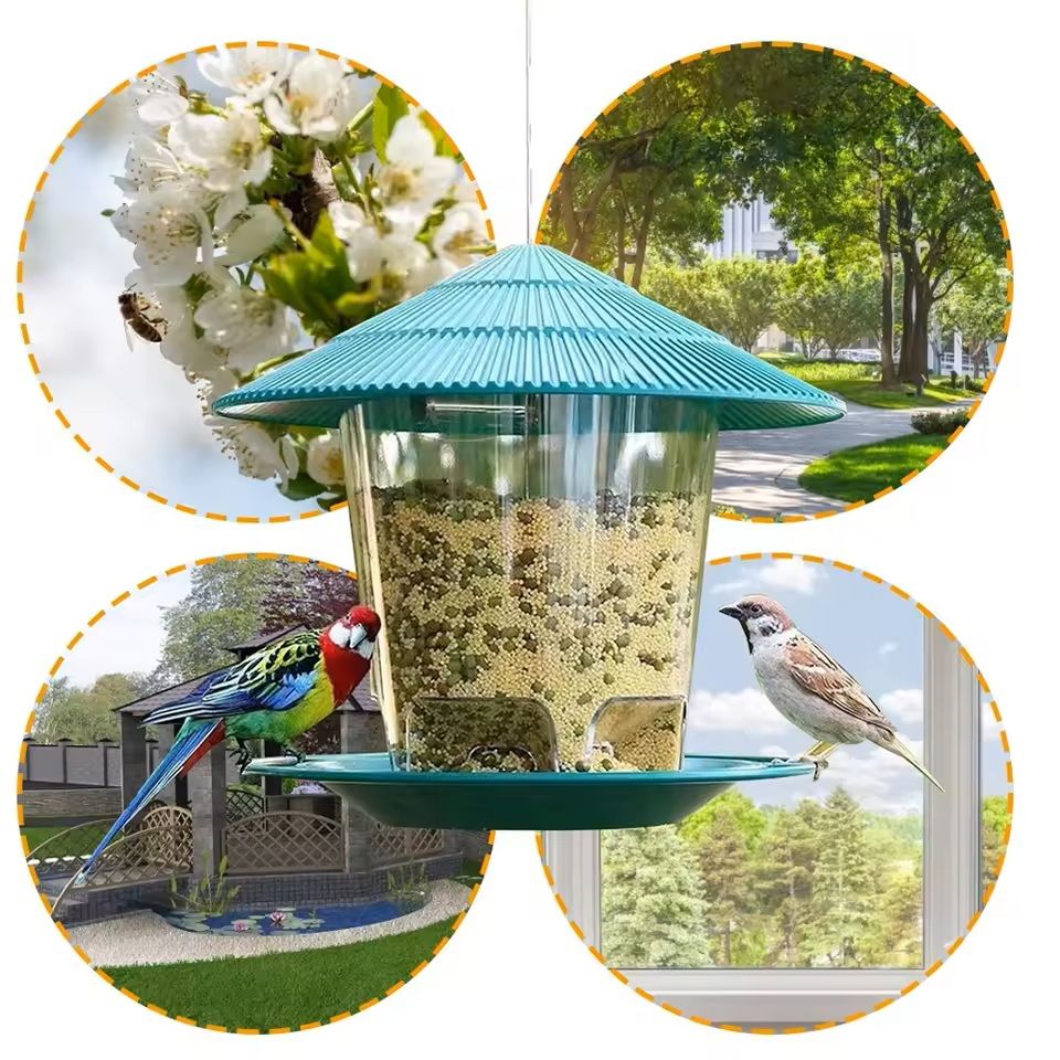 Automatic Hanging Bird Feeder With MultiHole Dispenser For Outdoor Use 3