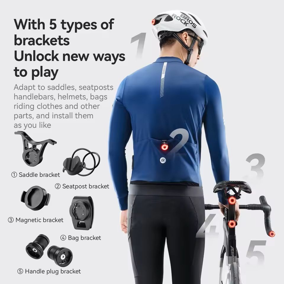 Bicycle Handlebar End Lights with Brake Sensor and 5 Lighting Modes