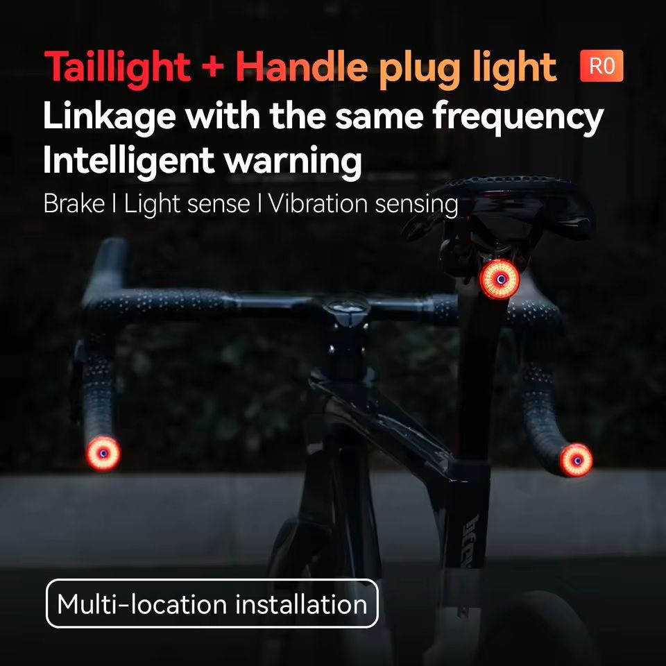 Bicycle Handlebar End Lights With Brake Sensor And 5 Lighting Modes 5