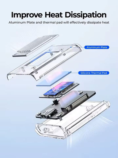 Transparent NVMe SSD Enclosure USB C Adapter 10Gbps 3